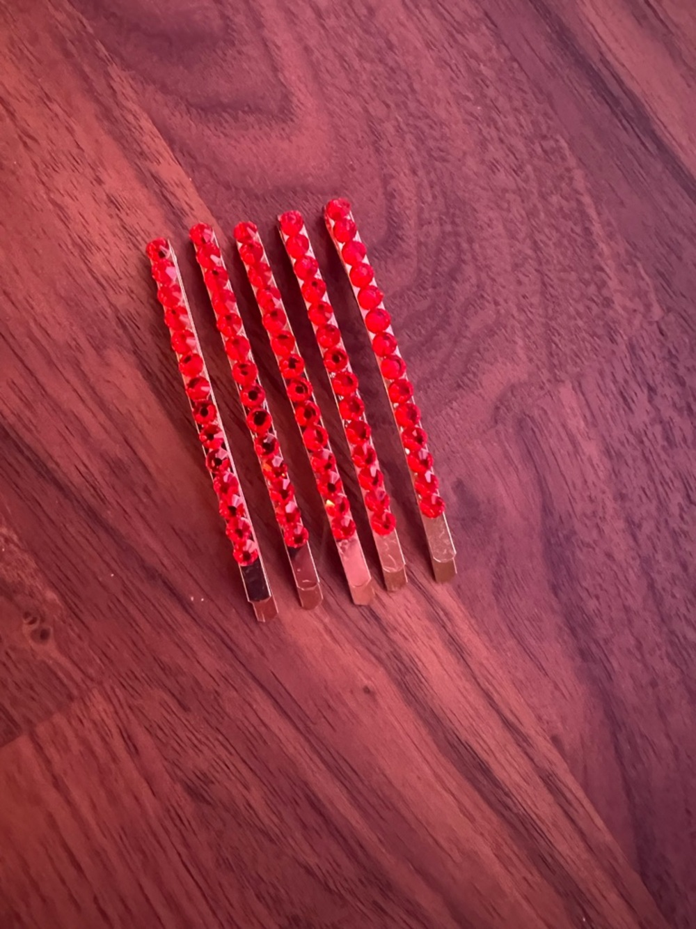 Austrian Crystal Fire Orange Bobby Pin Set - Picture 3 of 3